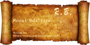 Rozsi Bálint névjegykártya
